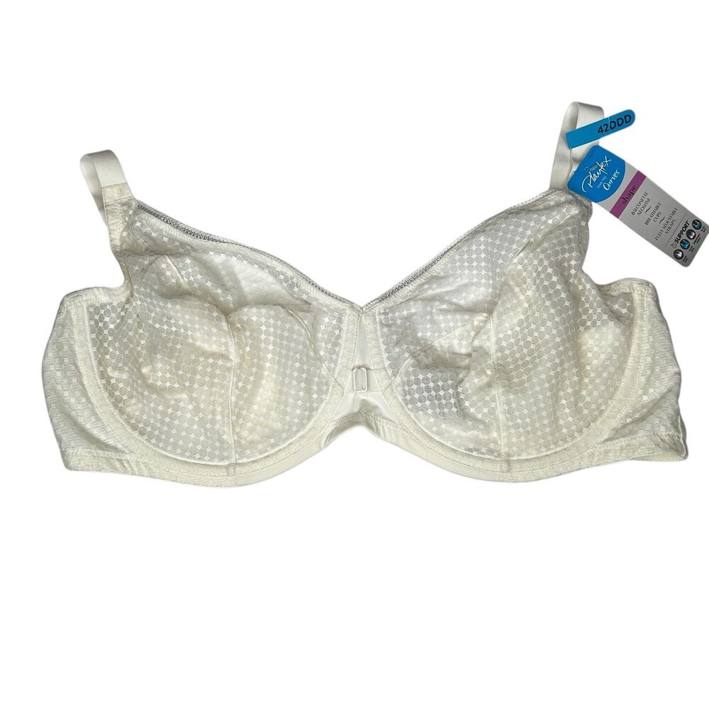New Playtex white lace unlined ballonette bra 42DDD
